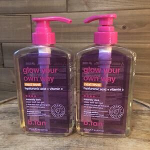 (2) b.tan Glow Your Own Way Next Level Insanely Dark Clear Self Tan Gel, 16 oz